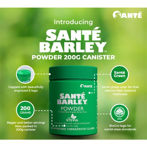 Sante Barley Pure Barley Canister 200 Grams With Stevia 100 Original