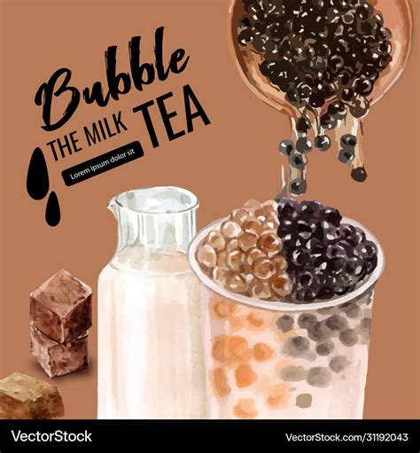 Bubble Fresh Milk Tea Promotion Set Discount Ad Vector Image