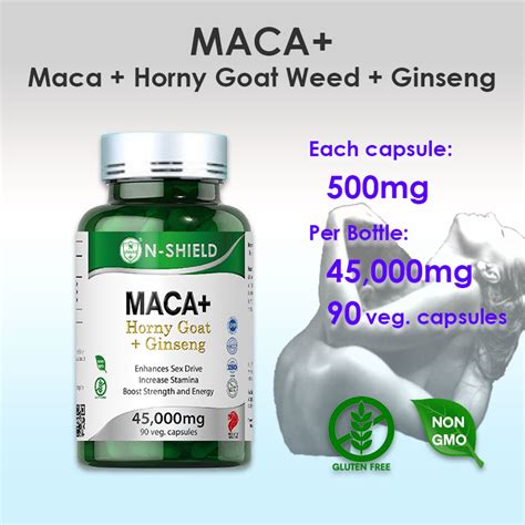 MACA Horny Goat Weed Ginseng 500mg X 90 Caps Enhances Libido Boost Sex Drive Enhances