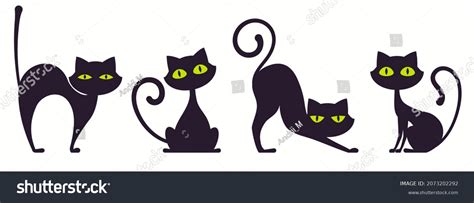 Black Cat Silhouette Collection Cute Kitten Stock Vector (Royalty Free ...