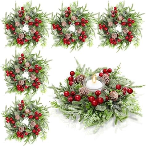 Amazon Lyrow Christmas Candle Rings Wreath Norfolk Pine Garland