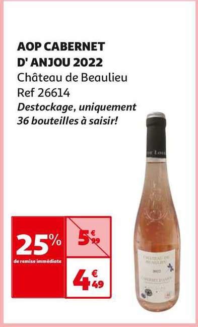 Promo Aop Cabernet D anjou 2022 Château De Beaulieu chez Auchan