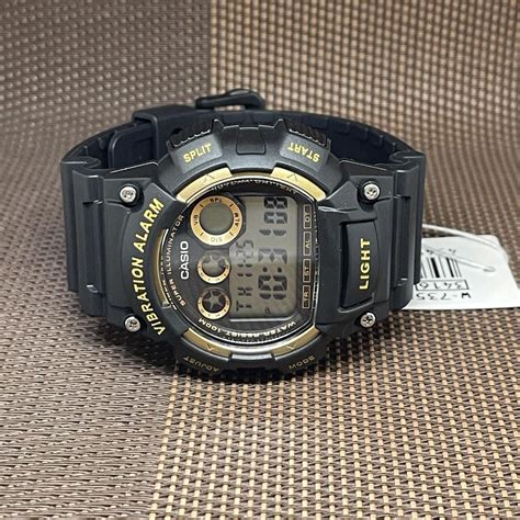 Casio W 735H 1A2 Digital Men Black Resin Alarm Stopwatch Backlight