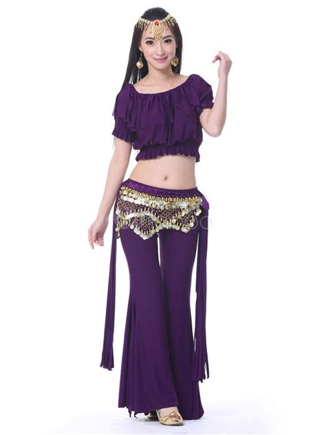 Sexy Costume De Danse Orientale En Coton En Fibre Polyester Unicolore