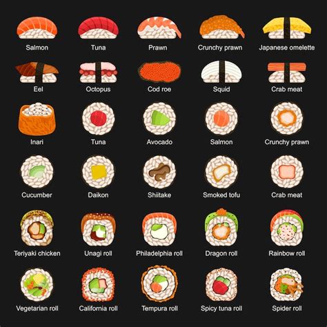 Premium Vector | Sushi bar menu vector illustration sushi sashimi sushi ...