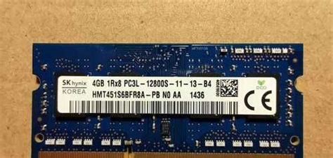 SK hynix 4гб sodimm DDR3L 1600 HMT451S6BFR8A PB Festima Ru