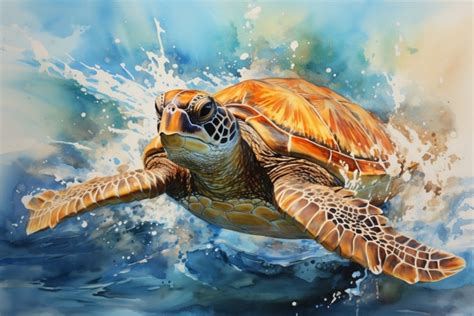 Sea Turtle Watercolor Art Free Stock Photo - Public Domain Pictures