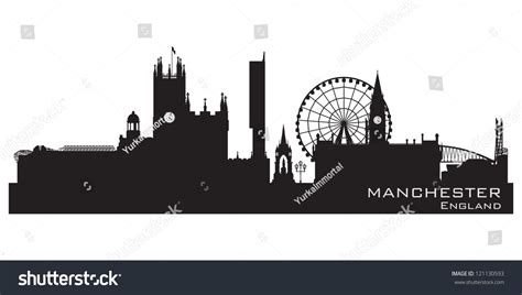 Manchester England Skyline Detailed Silhouette Vector Illustration