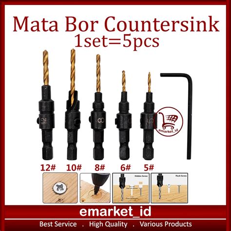 Jual Mata Bor Countersink 5 In 1 Kayu Pilot Hole Drill Aluminium