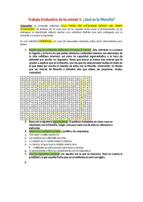 Filosofia Trabajo Evaluativo Trabajo Evaluativo De La Unidad 1 ¿qué Es La Filosofía