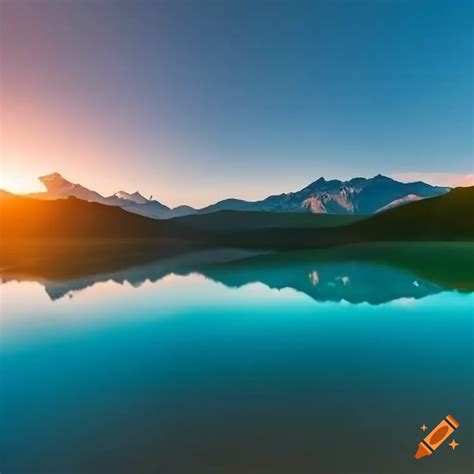 Integrate A Breathtaking Mountain Lake At Sunset With Ultra High