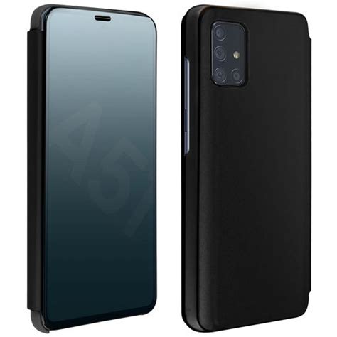 Funda Samsung Galaxy A51 Efecto Espejo Translúcida F Soporte Negro