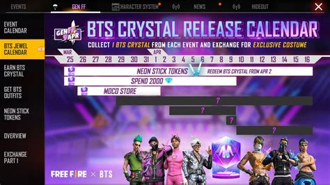 BTS Bundle Up Event In Free Fire How To Obtain Crystals And Claim