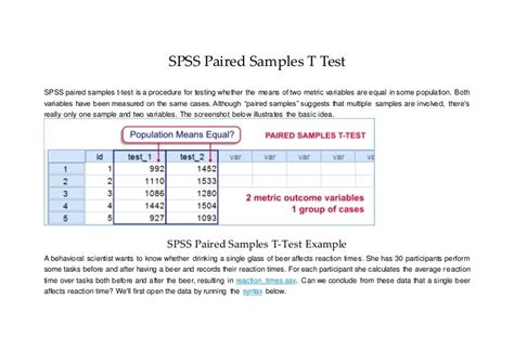 Spss Paired Samples T Test Reporting