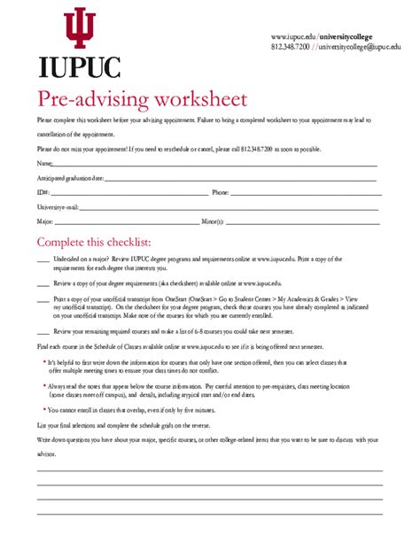 Fillable Online Pre Advising Worksheet Fax Email Print Pdffiller