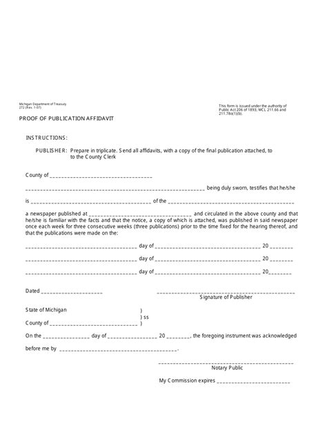 Michigan Affidavit Form