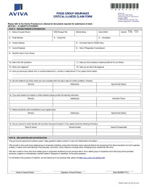 Fillable Online Critical Illness Claim Form Aviva Sg Fax Email