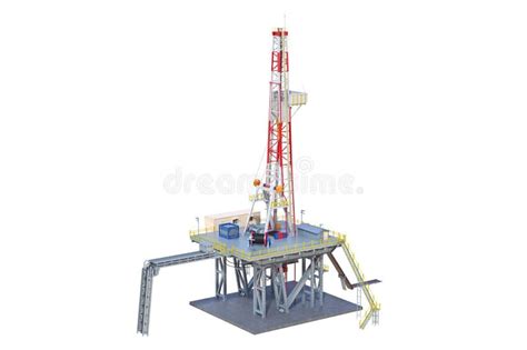 Land Oil Drilling Complex Also Called Oil Rig Sketch Style Drawing