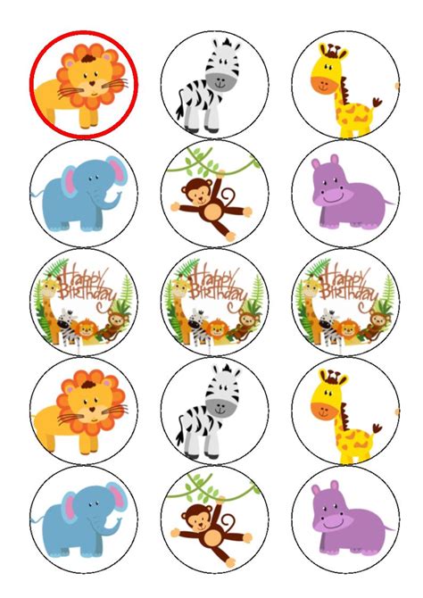 Safari Cupcake Toppers Safari Baby Shower Safari Birthday Jungle