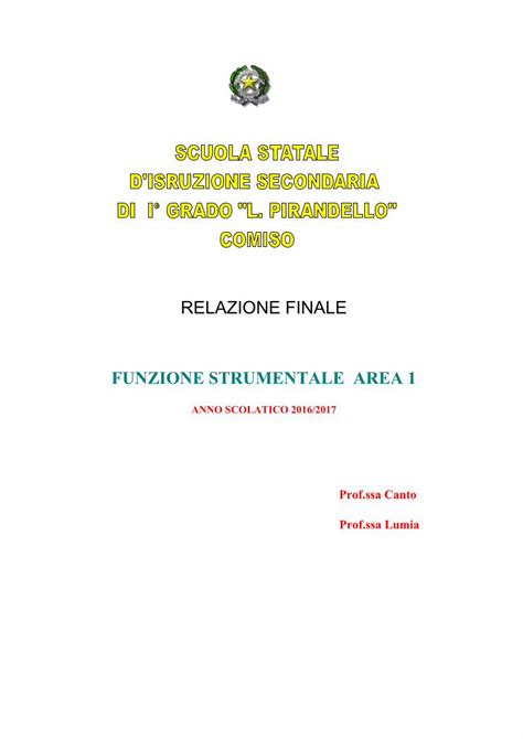 PDF RELAZIONE FINALE Scuola Pirandello Comiso RELAZIONE FINALE