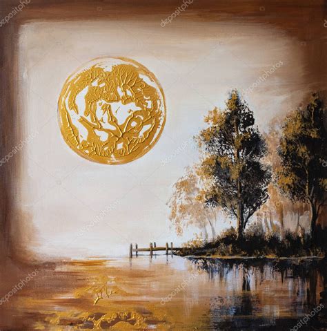 Obra De Arte Original De Golden Silence Una Pintura Paisaj Stica De