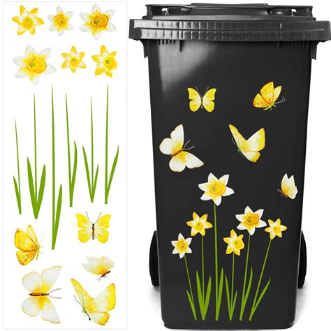 Buy Wheelie Bin Flower Stickers Bin Decorative Sticker Dustbin Flower