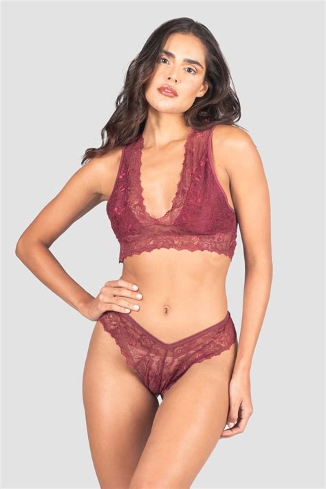 Conjunto Lingerie Patrícia de Renda Vinho Ref P04 1 A Kaisan