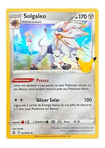 Carta Pok Mon Lend Rio Solgaleo Hologr Fico Original Copag Mercadolivre