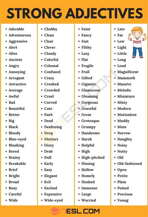 Strong Adjectives List Of Strong Adjectives In English Artofit