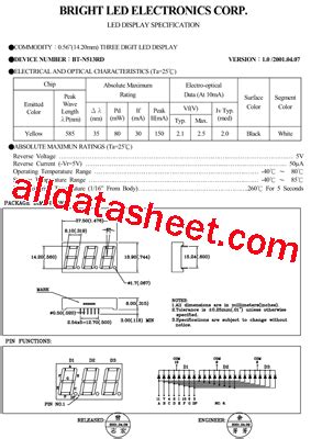 BT N513RD Datasheet PDF BRIGHT LED ELECTRONICS CORP