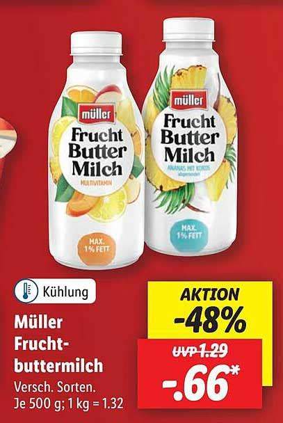 Müller Fruchtbuttermilch Angebot bei Lidl 1Prospekte de