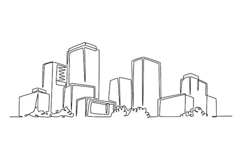 Premium Vector Single One Line Drawing Beautiful Building City