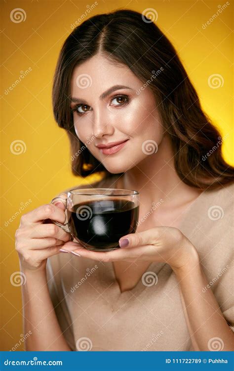 Woman Drinking Coffee Female Drinking Hot Beverage Stock Image Image Of Advertising Beverage