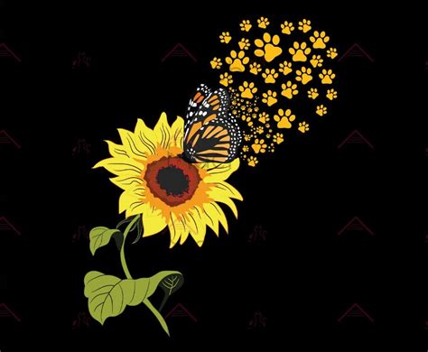 Sunflower Butterfly Svg Sunflower Svg Files For Silhouette Etsy