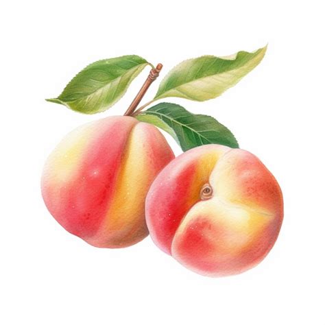 Premium Ai Image There Are Two Peaches With Leaves On A Branch On A White Background Generative Ai