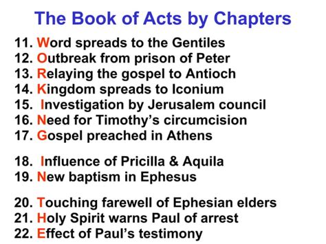 The Book Of Acts By Chapters PPT