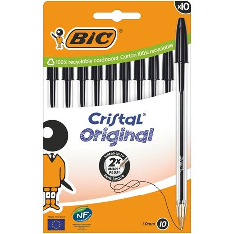 Bic Biro Cristal Ball Pens Medium Black 10 Per Pack From Ocado