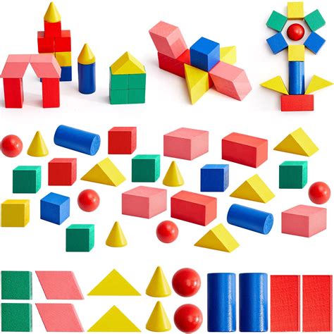 Buy 140 Pcs Mini 3D Shapes For Teaching Wood Geometric Solids