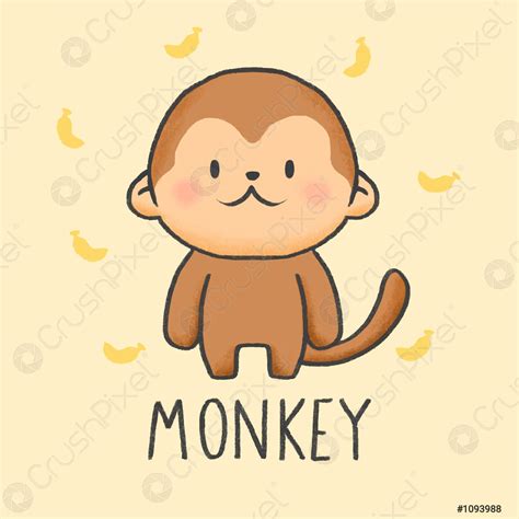 Cute Monkey Cartoon Hand Drawn Style Stock Vector 1093988 Crushpixel