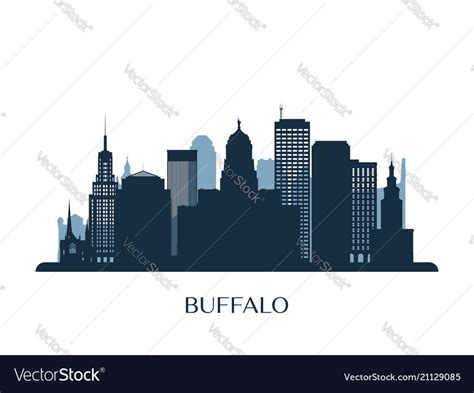 Buffalo skyline monochrome silhouette Royalty Free Vector