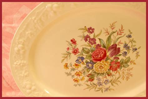 Vintage Homer Laughlin Serving Platter Floral Etsy