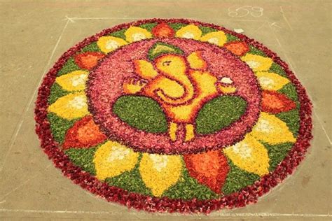 44 Ganesh Rangoli Designs and Ideas That You Should Try This Diwali - Life 'N' Lesson