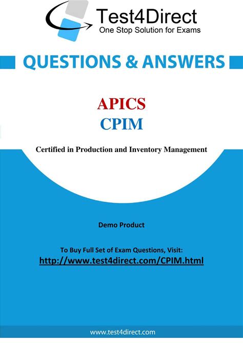 Apics Cpim Self Study Resources 3