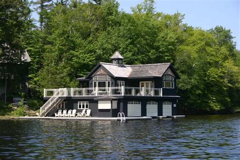 Classic White And Black Wooden Boat House Design Plan Architecturally