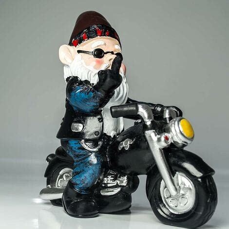 Biker Garden Gnome Statuette Motorcycle Gear Garden Gnomes Sculpture