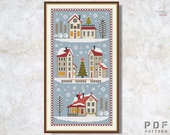 Cross Stitch Pattern Sampler Christmas Stitch Winter Village Etsy