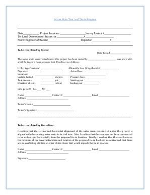 Fillable Online Water Main Test And Tie In Request Form 2019 Water