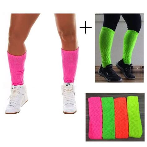 Meia Aeróbica Fitness Academia 3 4 Cano Longo Neon Kit 2 Pares