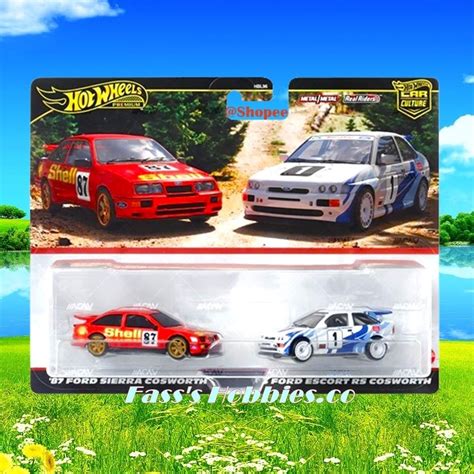 HOT WHEELS PREMIUM 2024 READY STOCK TWIN PACK 93 FORD ESCORT RS COSWORTH 87 FORD SIERRA