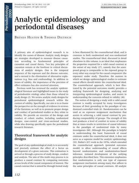 Pdf Analytic Epidemiology And Periodontal Diseases Dokumen Tips